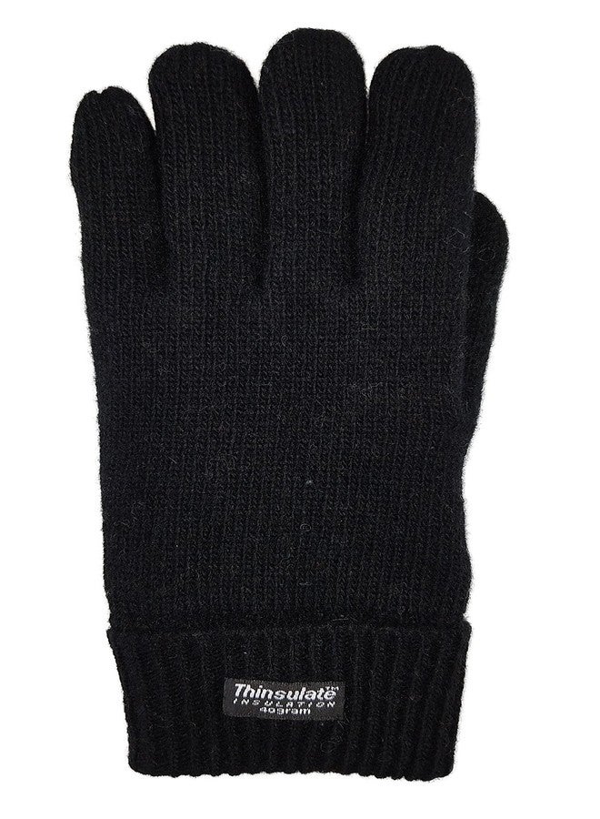 BRUCERIVER Men's Pure Wool Knitted Gloves with Warm Fleece Lining Size L/XL (Black) - Image 2