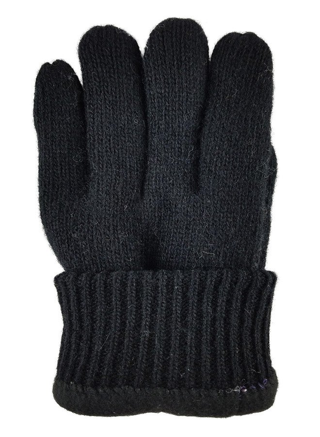 BRUCERIVER Men's Pure Wool Knitted Gloves with Warm Fleece Lining Size L/XL (Black) - Image 5