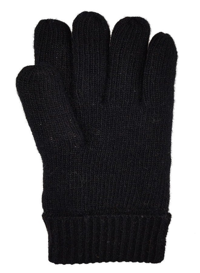 BRUCERIVER Men's Pure Wool Knitted Gloves with Warm Fleece Lining Size L/XL (Black) - Image 3