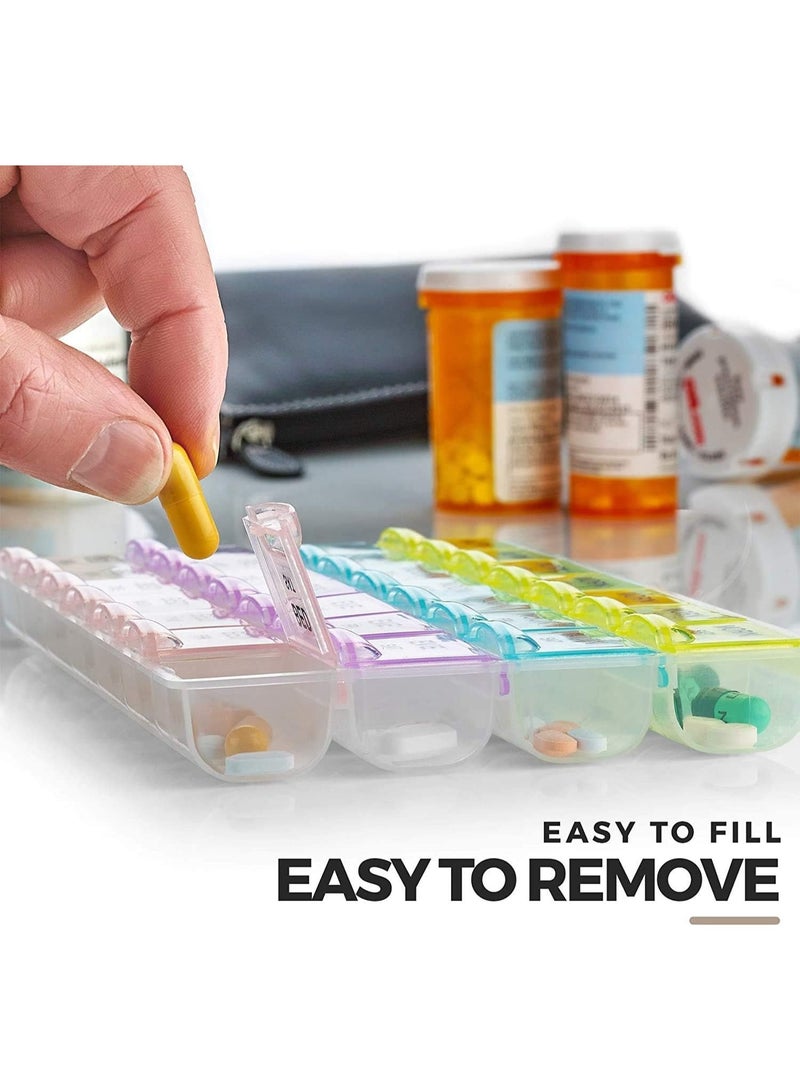 28 Daily compartments Pill Organizer case, 4 Times/Day Slot, Weekly dosis Container Boxes, Medicine Holder, Pills Medication Dispenser Box, Vitamin, Supplement, Perfect f/Travel(Pack of 2) - Image 5