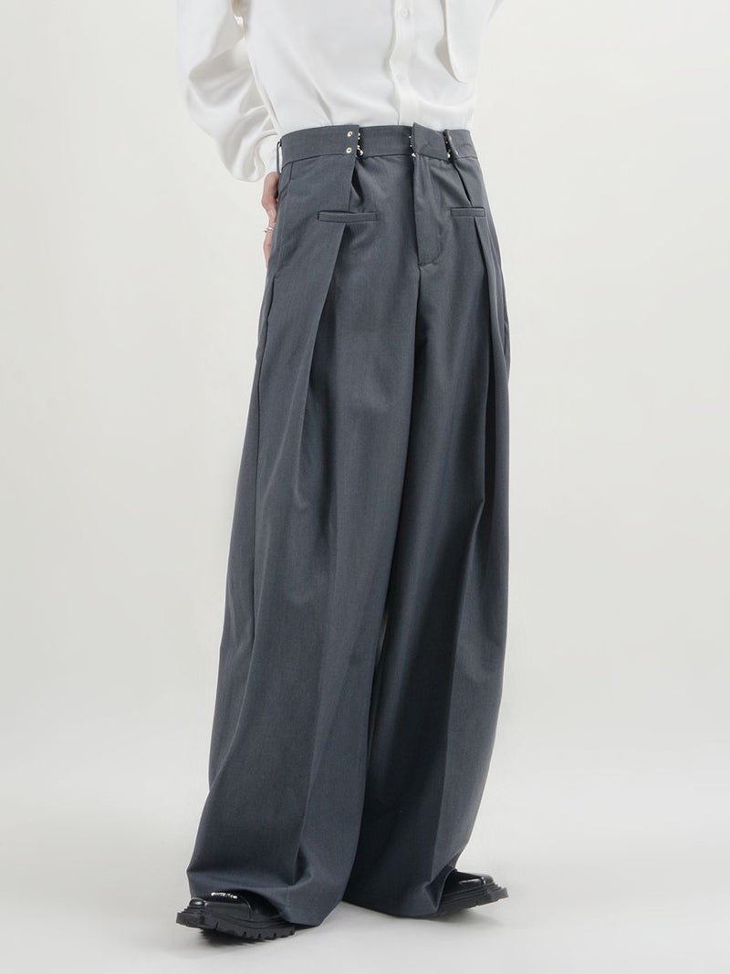 Autumn Loose High-Grade Draping Adjustable Waist Buckle Suit Pants Casual Pants Men'S And Women'S Non-Gender Straight Mop Pants - Image 1