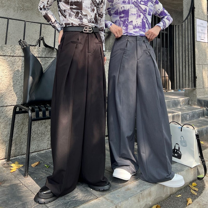 Autumn Loose High-Grade Draping Adjustable Waist Buckle Suit Pants Casual Pants Men'S And Women'S Non-Gender Straight Mop Pants - Image 4