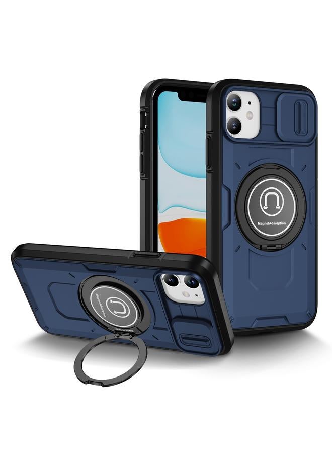 زبون جراب لهاتف iPhone 11 مزود بحامل مغناطيسي من مادة TPU الهجينة مع حامل هاتف منزلق لهاتف iPhone 11 - Image 1