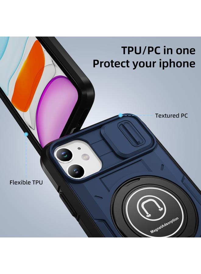 زبون جراب لهاتف iPhone 11 مزود بحامل مغناطيسي من مادة TPU الهجينة مع حامل هاتف منزلق لهاتف iPhone 11 - Image 4