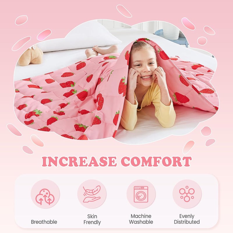 HOSUKKO Weighted Blanket - 2 lbs Pink Strawberry Heavy Blanket - Small Size Breathable Blanket(20 * 30 inches, 2 lbs) - Image 3
