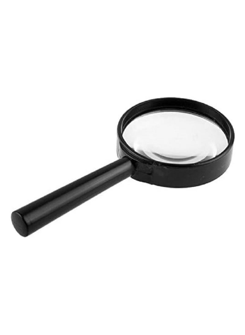 90mm clear magnifying glass with black plastic handle - Image 1
