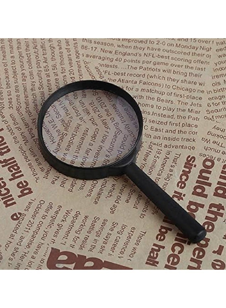 90mm clear magnifying glass with black plastic handle - Image 4