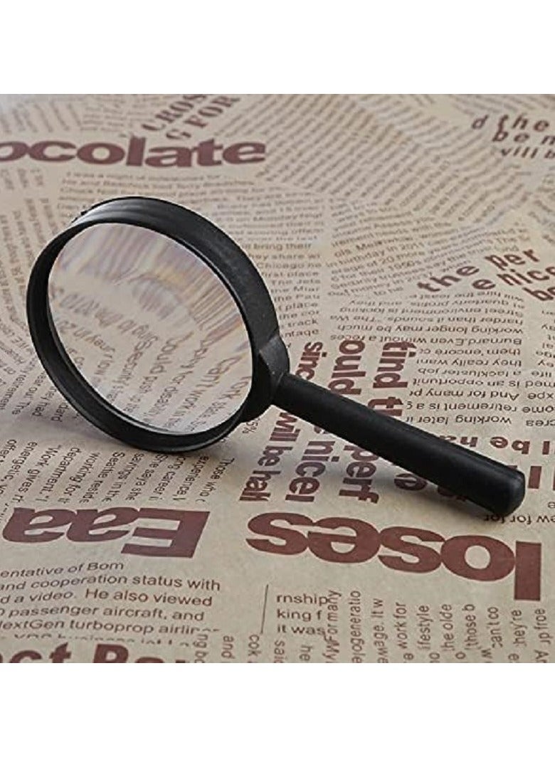 90mm clear magnifying glass with black plastic handle - Image 5