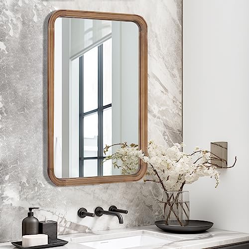 WallBeyond Wood Bathroom Mirror for Wall 20x30 Inch Wooden Frame Rectangle Mirror for Farmhouse Bathroom Vanity Wall Mounted Decorative Mirror HorizontalVertical