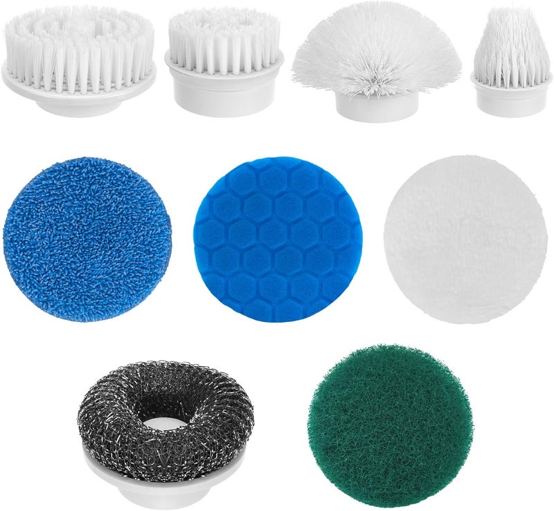 BlumWay 9-in-1 Electric Spin Scrubber Replaceable Brush Heads Set, Universal Electric Scrub Brush Heads for All Brands, Spin Brush Heads for Shower Scrubber, Electric Cleaning Brush for Bathroom Floor Tile 