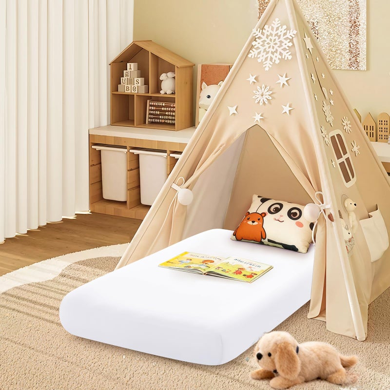 Entisn 2 Pcs Kids Air Mattress Fitted Sheets Only, 34.5x62x7 Inch Microfiber Toddler Inflatable Mattress Sheets for Kids, Sleepovers, Camping Trips and Party Accommodations (White) - Image 5