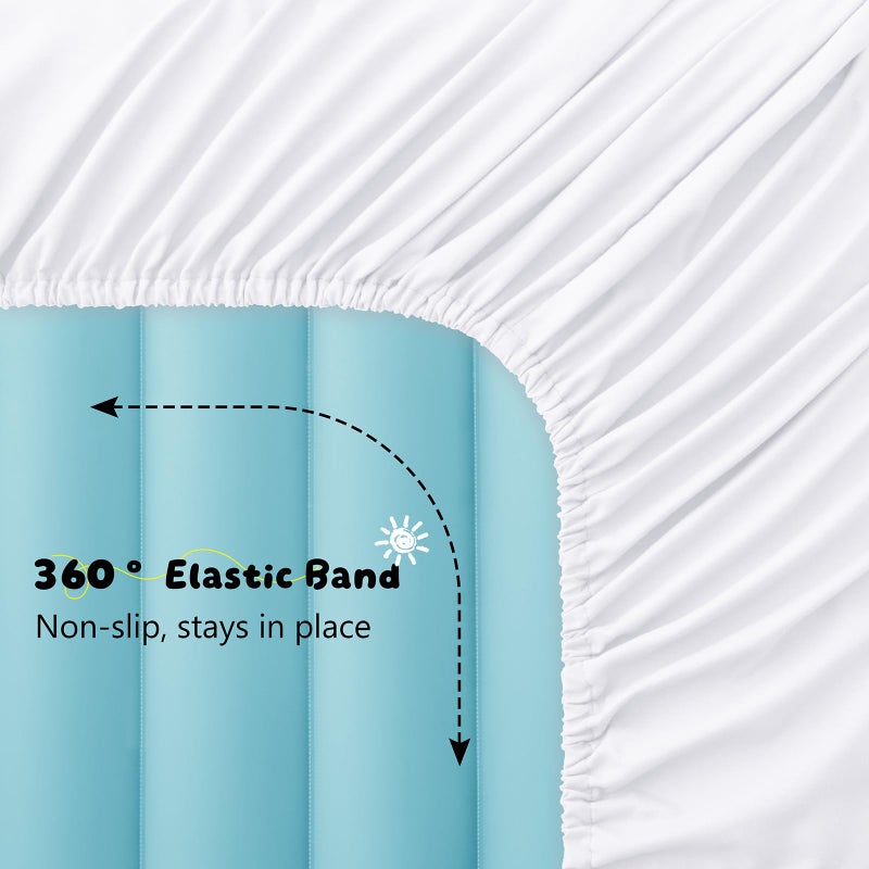 Entisn 2 Pcs Kids Air Mattress Fitted Sheets Only, 34.5x62x7 Inch Microfiber Toddler Inflatable Mattress Sheets for Kids, Sleepovers, Camping Trips and Party Accommodations (White) - Image 3