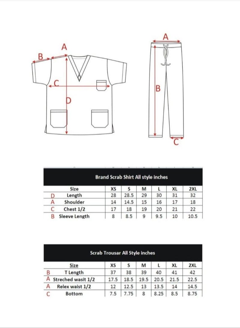 SPACEDOUT Medical Scrub Set | Unisex V Neck Dubai Style Scrub Suit With Turquoise Piping Top Overlap and Elasticated Drawstring Pant | Nursing Uniform Suit  - Image 2