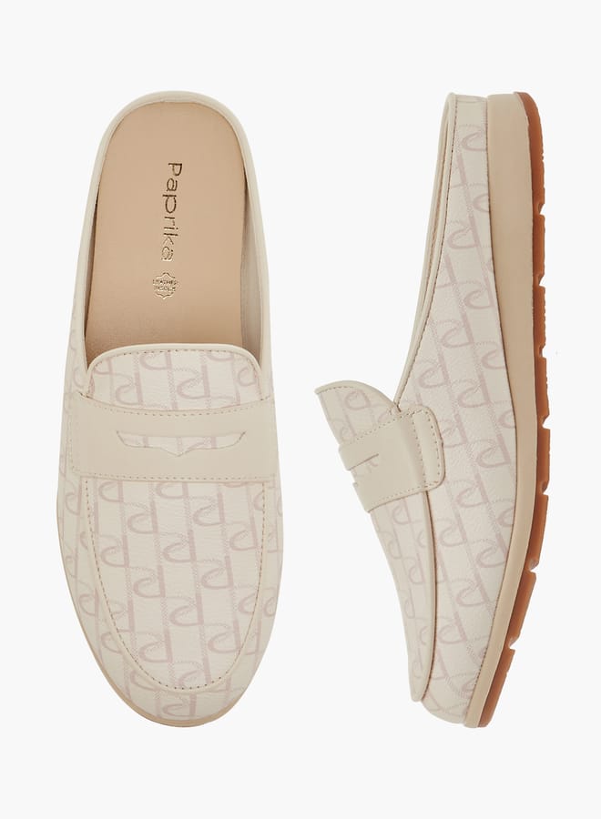 Paprika Women Monogram Print Slip-On Mules  - Image 1