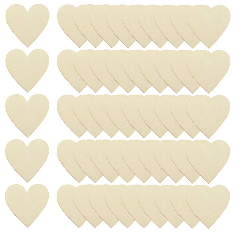 Shapenty Unfinished Wooden Hearts Bulk Blank Wood Slices Discs DIY Craft Cutout Pieces for Wedding Guest Signing Book Frame Album Valentine Christmas Ornaments Party Embellishment 50PCS 16 Inch