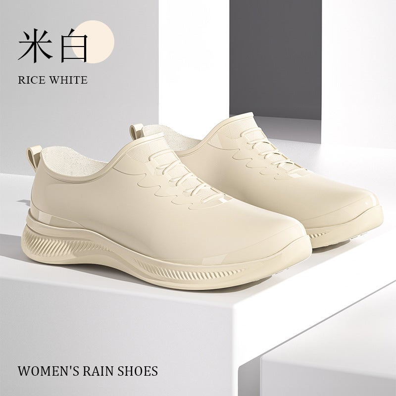 Fashionable Womens Short Rain Boots Waterproof Non-Slip with Warm LiningS320 Khakis [no velvet]] S320 Khakis [no velvet]] 