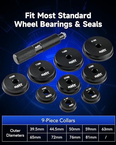 Orion Motor Tech Bearing Press Kit, 10pc Bearing Race and Seal Driver Set with Seal Driver and 9 Bearing Adapters, Seal Installer Bearing Driver Kit for Bearing Installation, with Blue Case - Image 2