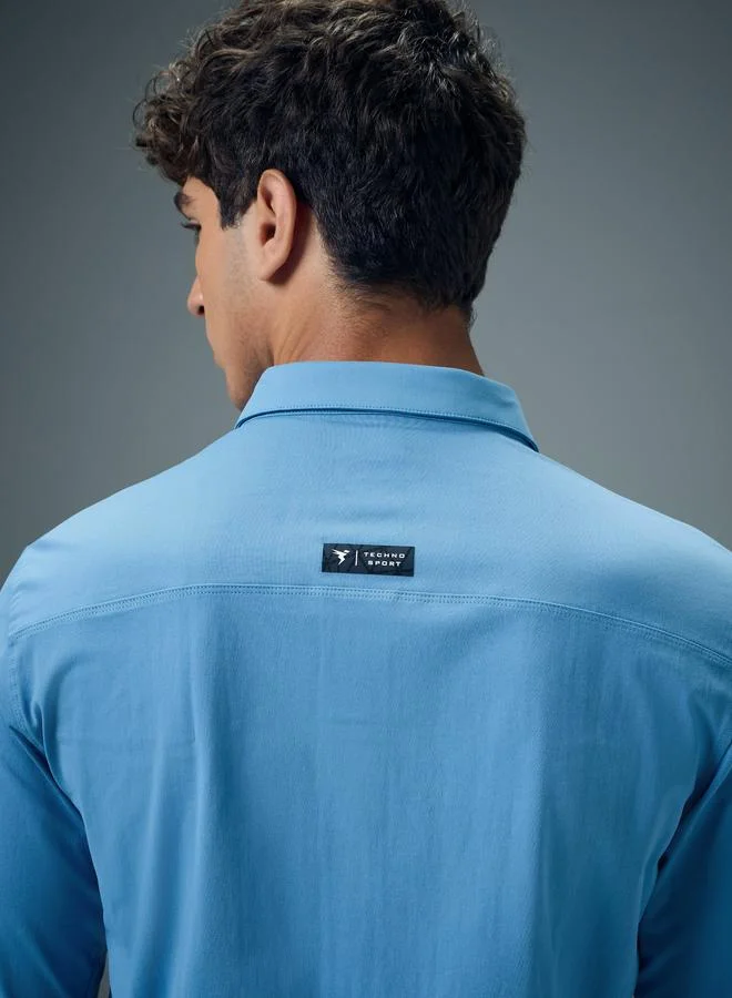 Technosport  Men Solid Slim Fit Spread Collar Casual Shirt for Men | Best Price UAE