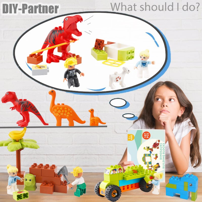 Anpcso Kids Toys for 2 3 4 5 6 7+ Year Old Boys Toddlers Classic Brick Set, Dinosaurs, Car, Figures, Build, Learn and Play, Educational Interactive Creative DIY Toy Compatible with All Major Brands - Image 2