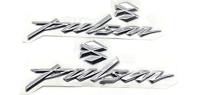 2 Pcs Bike Emblem Badge Decal | 3D Tank Logo Sticker | ABS Plastic | Silver & Chrome Finish | Compatible with Pulsar | Pack of 2