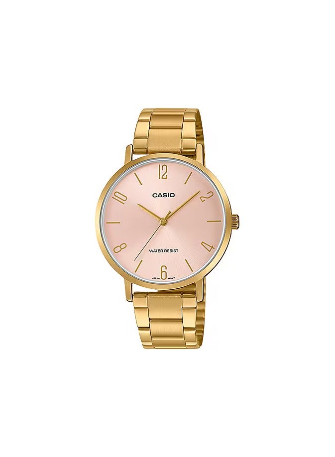 كاسيو ساعة كاسيو النسائية - LTP-VT01G-4B مينا وردية، سوار ذهبي - Image 1