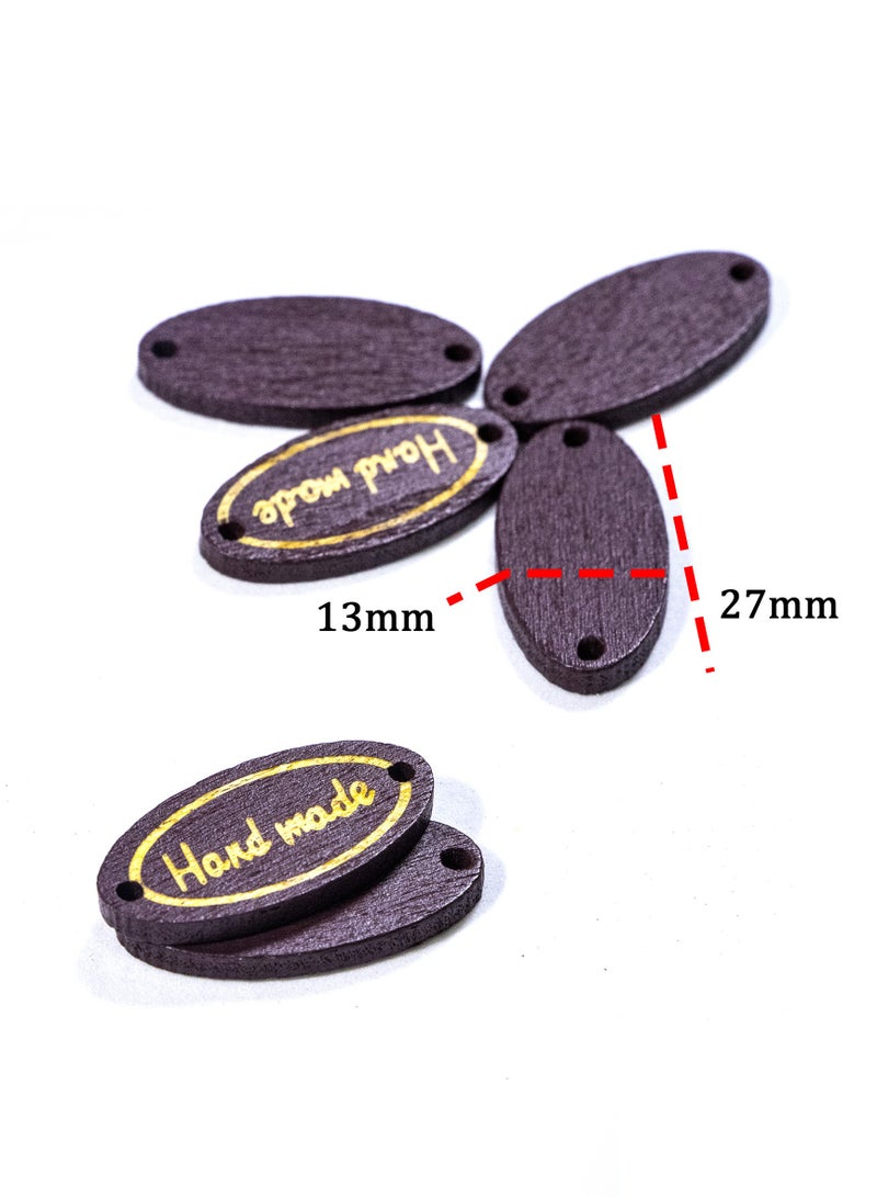 100-Piece Oval Wooden Handmade Labels – 27mm Dark Wood Tags for DIY Crafts & Gifts - Image 2