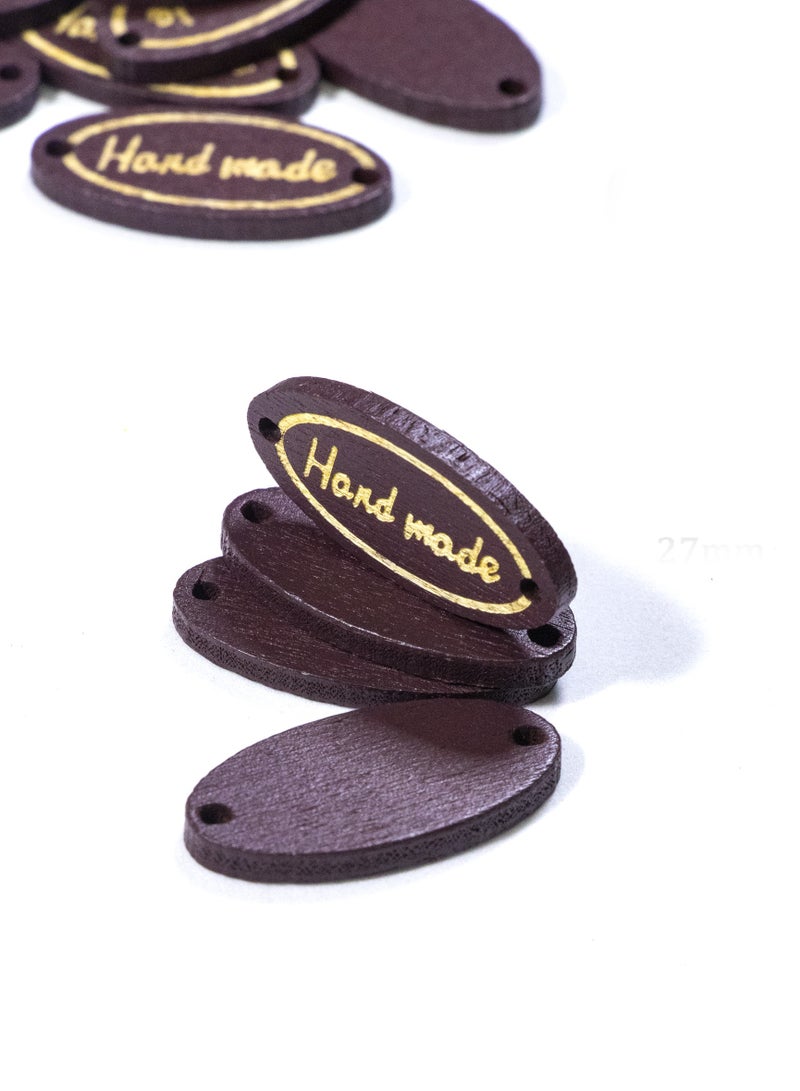 100-Piece Oval Wooden Handmade Labels – 27mm Dark Wood Tags for DIY Crafts & Gifts - Image 3