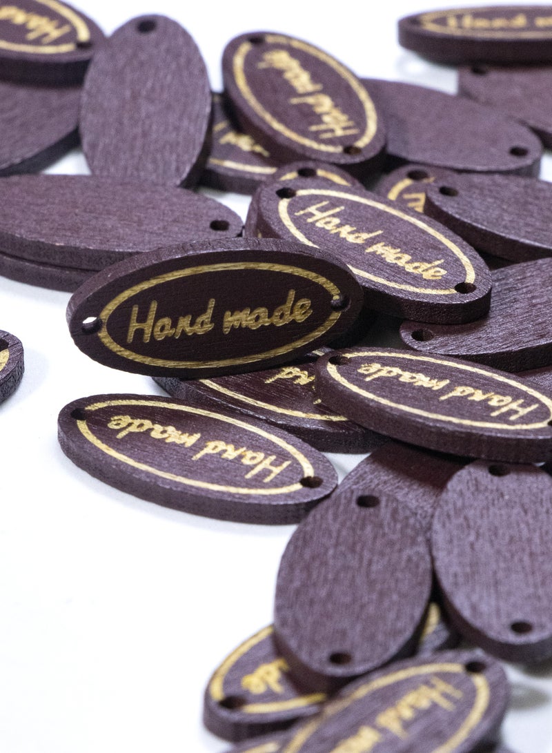 100-Piece Oval Wooden Handmade Labels – 27mm Dark Wood Tags for DIY Crafts & Gifts - Image 4