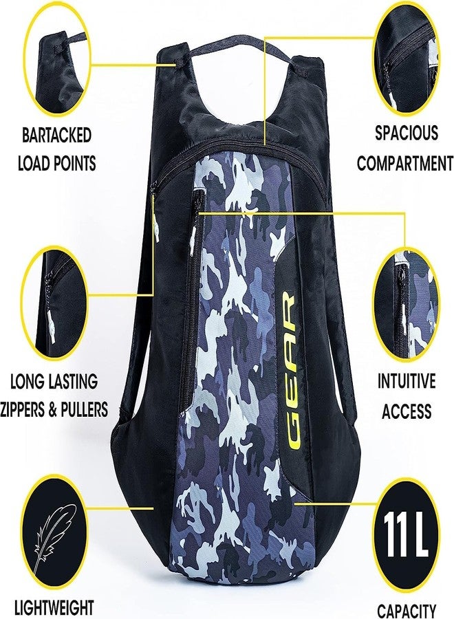 جير حقيبة ظهر Gear Fastpac سعة 11 لتر، عادية، قياسية، ذات قسمين، حقيبة ظهر/حقيبة يومية/حقيبة ظهر للمشي لمسافات طويلة/حقيبة للرجال/النساء (أسود-رمادي مموه) - Image 5