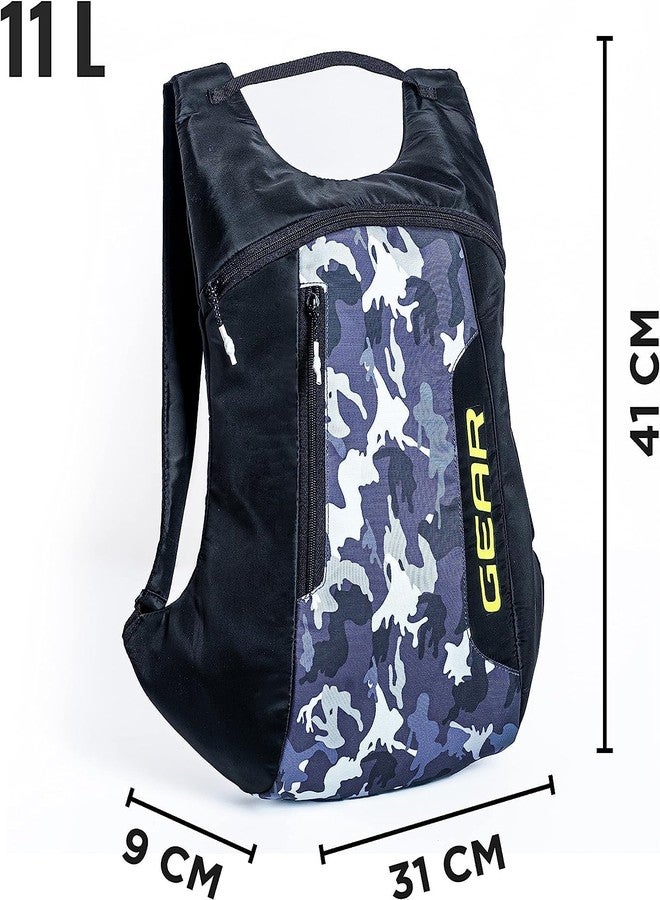 جير حقيبة ظهر Gear Fastpac سعة 11 لتر، عادية، قياسية، ذات قسمين، حقيبة ظهر/حقيبة يومية/حقيبة ظهر للمشي لمسافات طويلة/حقيبة للرجال/النساء (أسود-رمادي مموه) - Image 4