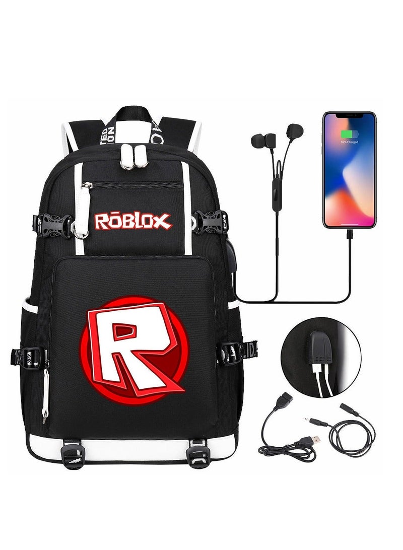 Roblox USB Headset Teen Casual Travel Backpack