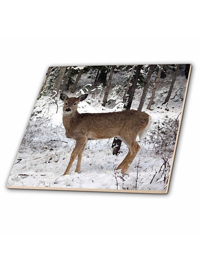 3DROSE ct_4567_4 Deer Ceramic Tile, 12" - Image 2