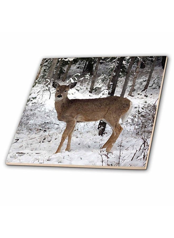 3DROSE ct_4567_4 Deer Ceramic Tile, 12" - Image 1