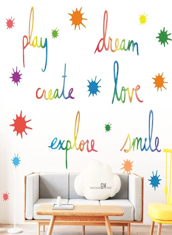 SUPANT Inspirational Wall Decor Quotes for Boy Girl Room Decor for Teen Girl Living Room Bedroom Classroom Playroom Nursery Girls Boys Room Wall Decals Decorations (Play, Create, Explore，Love, Dream, Smile) - Image 1
