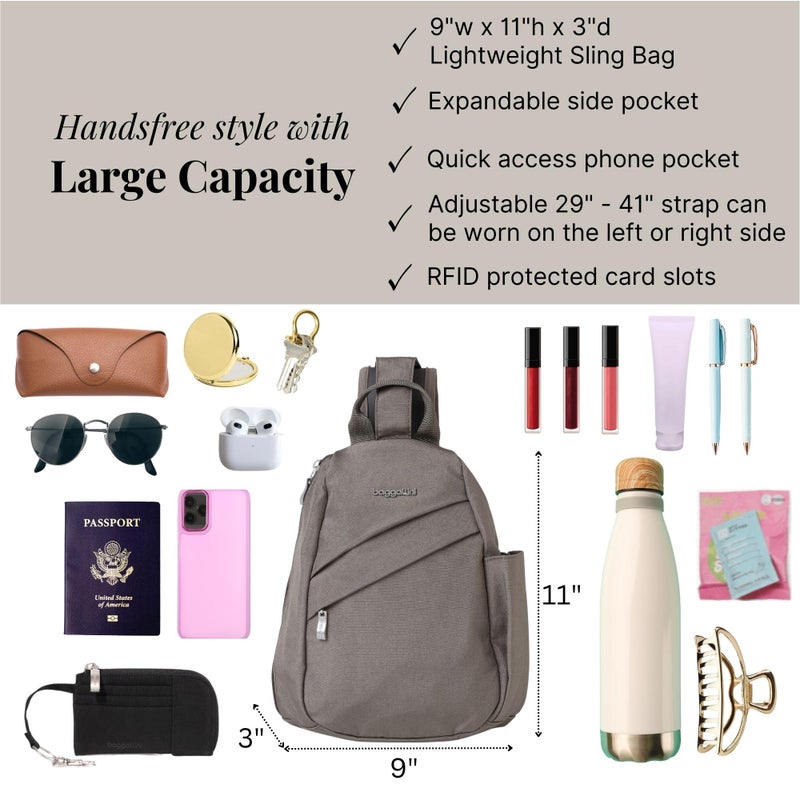 Baggallini Medium Sling Backpack - 9"x11" Lightweight Sling Bag with Convertible Adjustable Shoulder Strap - Image 4