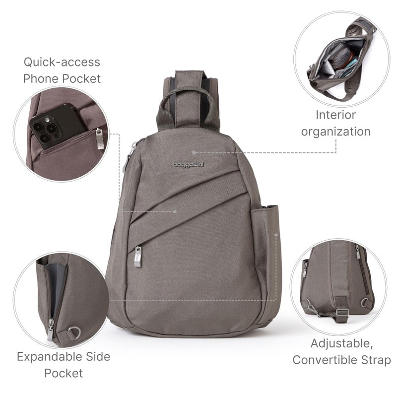 Baggallini Medium Sling Backpack - 9"x11" Lightweight Sling Bag with Convertible Adjustable Shoulder Strap - Image 3