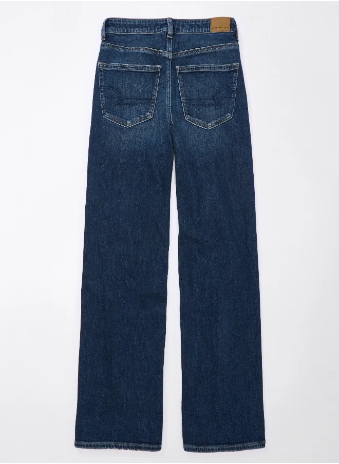 امريكان ايجل AE Dreamy Drape Stretch Ripped Super High-Waisted Baggy Wide-Leg Jean