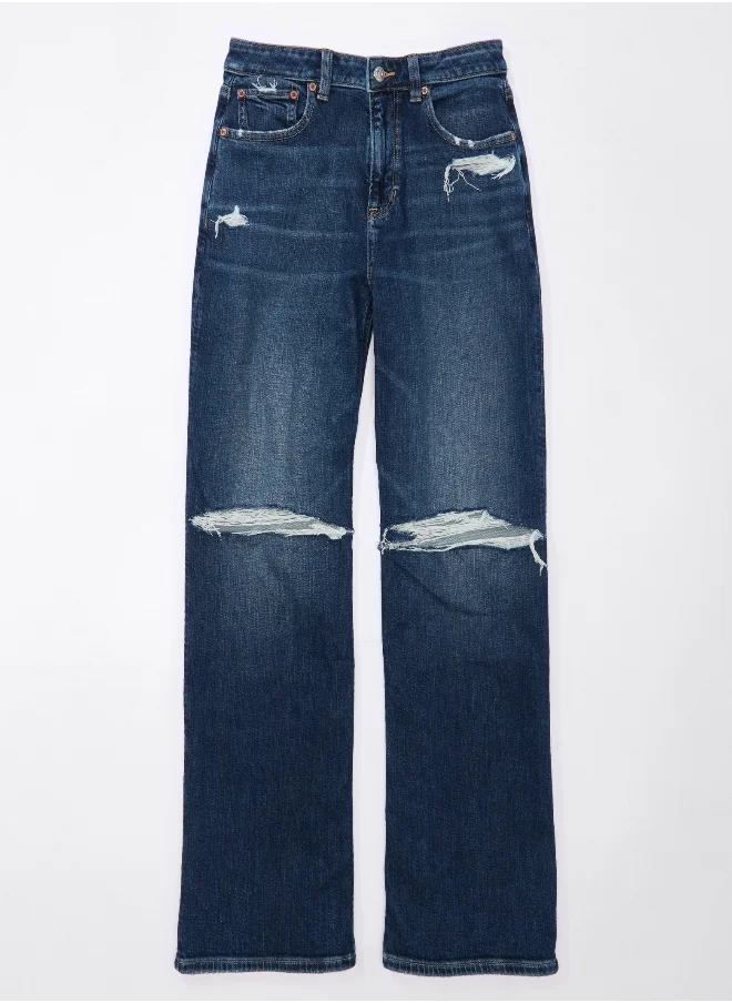 امريكان ايجل AE Dreamy Drape Stretch Ripped Super High-Waisted Baggy Wide-Leg Jean