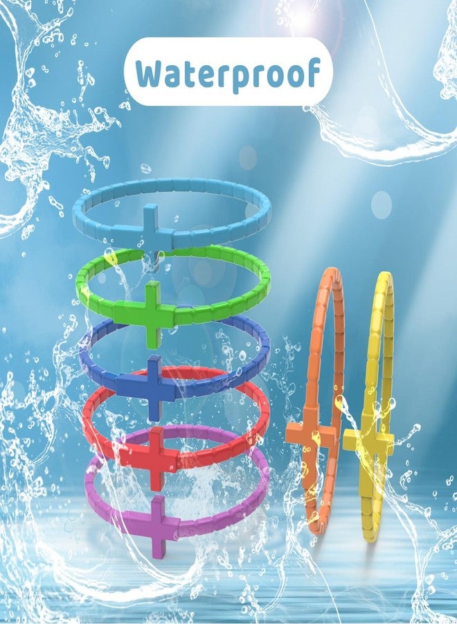 YalsFTY 7 Pcs Silicone Jesus Bracelets Cross Bracelet, Large, Silicone, Amethyst - Image 2