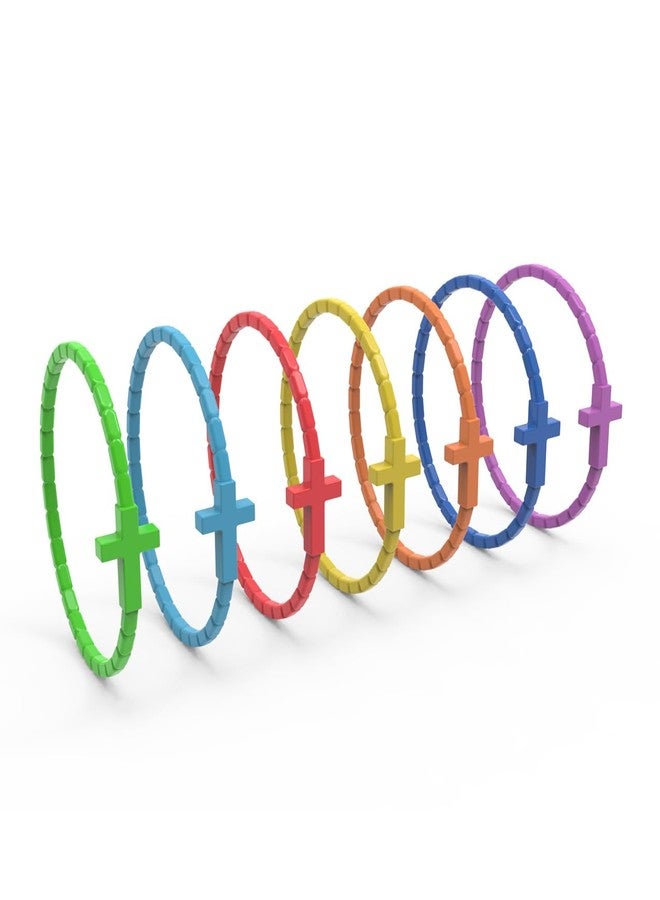 YalsFTY 7 Pcs Silicone Jesus Bracelets Cross Bracelet, Large, Silicone, Amethyst - Image 1