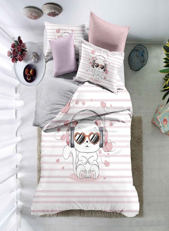 فيفوريت فيفرت طقم لحاف أطفال أبيض نقشة بألوان متعددة سنجل نفر طقم 4 قطع - Image 1