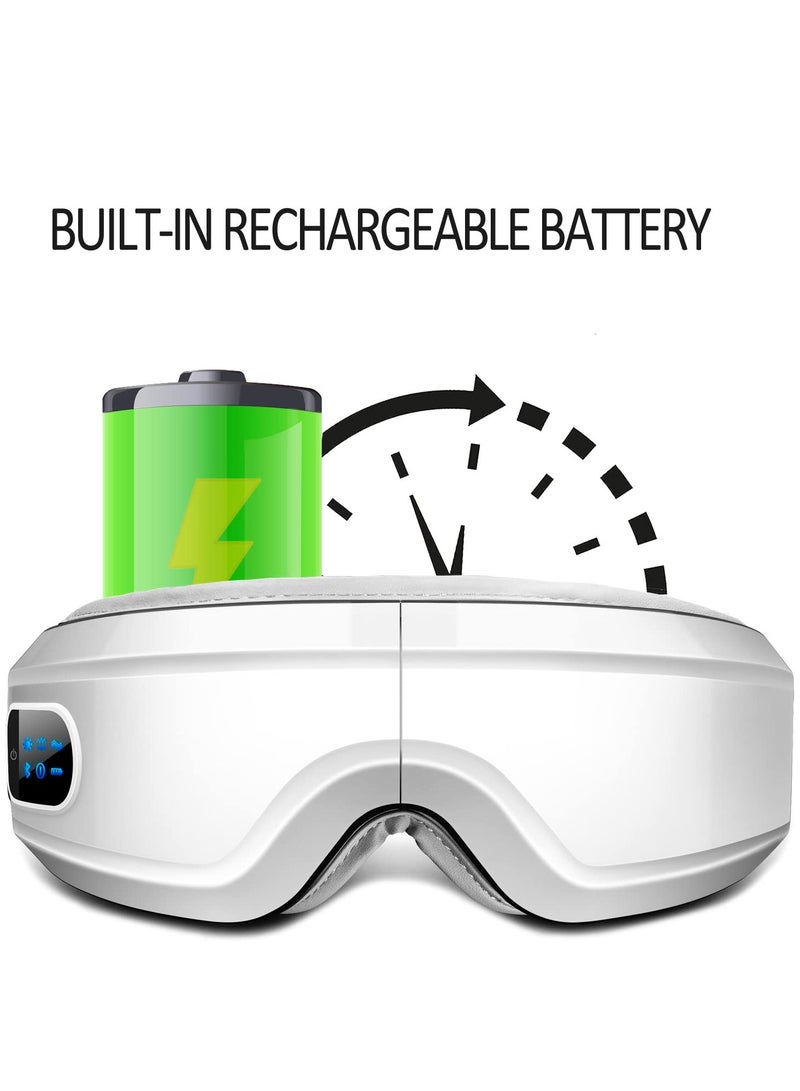 Excefore Eye Massager with Heat and Vibration, Hot Compress Eye Mask, Bluetooth Music Rechargeable Eye Protector, for Relax and Reduce Eye Strain Dark Circles Eye Bags Dry Eye Improve (White) - Image 3
