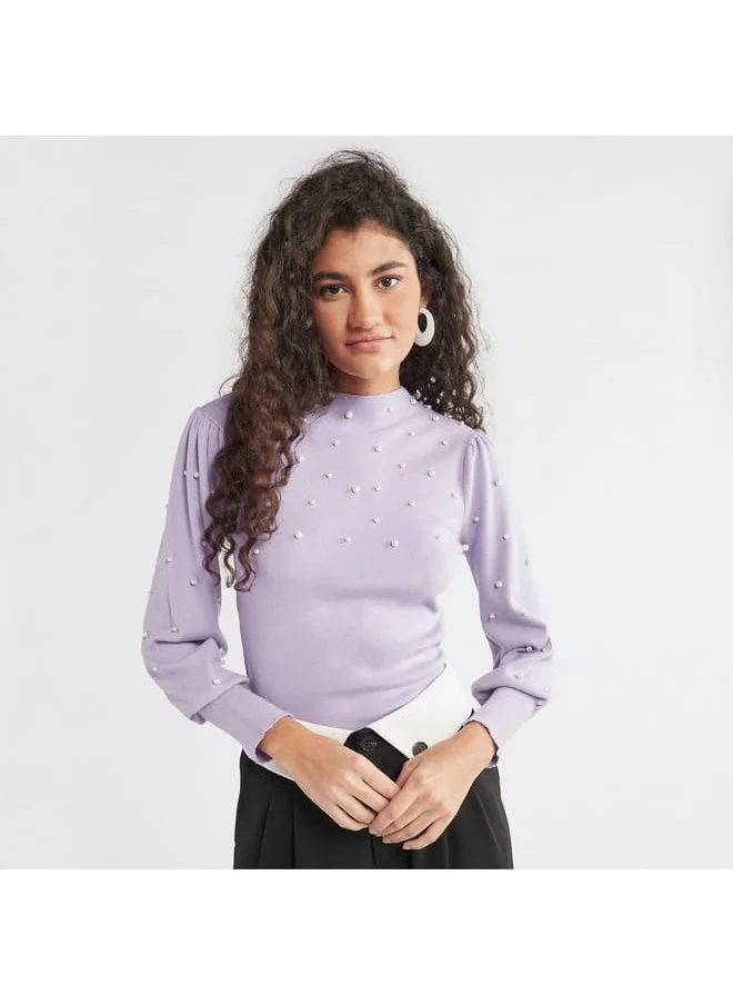 FAV Pearl Embellished Sweater with Long Sleeves