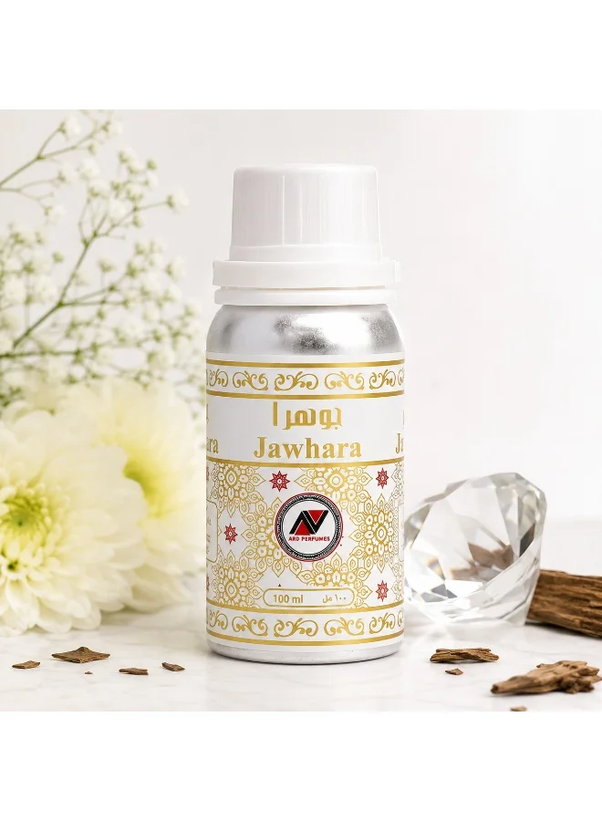 ARD PERFUMES Jawhara Concentrated Perfume Oil by Ard Perfumes – 100ml, Alcohol-Free, Amber Musk Fragrance with Fresh Floral & Green Notes | Long Lasting Attar for Women