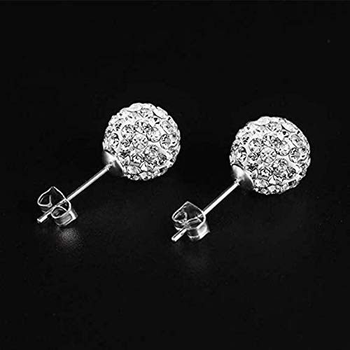 DIB 925 Sterling Silver Sparkle Bling Crystal Rhinestone Earrings Double Sided Front Back Ball Stud Earrings for Women 10mm - Image 3