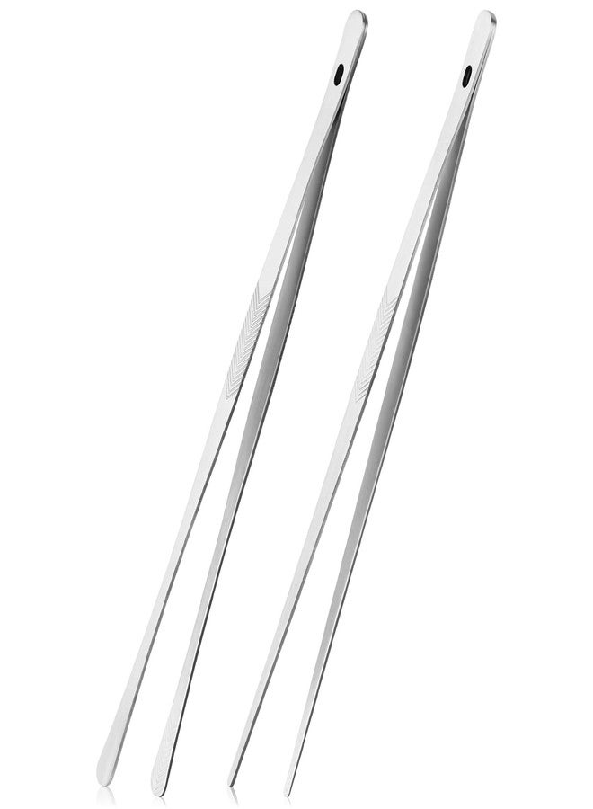 ChefBee Kitchen Cooking Tongs Tweezers - 2PCS 12" Stainless Steel Kitchen Utensils, Metal Fine Tweezers Tongs with Precision Serrated Tips for Chef, Serving Food, Grill, Culinary, Pasta, Salad, BBQ - Image 1