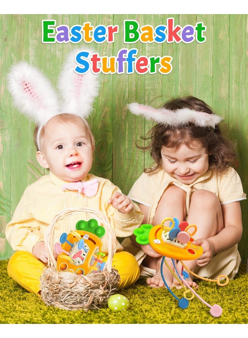 SOLARAE ألعاب الحسية مونتيسوري للأطفال، لعبة سحب للحيوانات الرضع من 6-12 شهر، لعبة سحب سيليكون لتخفيف آلام الأسنان، ألعاب سفر للأطفال الرضع، هدايا عيد ميلاد للأولاد والبنات (جزر) - Image 4