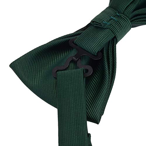 GUSLESON Dark Green Pre-tied Bow Tie Solid Bow Ties Adjustable Length Bowtie and Pocket Square Cufflink Sets (0577-02) - Image 5