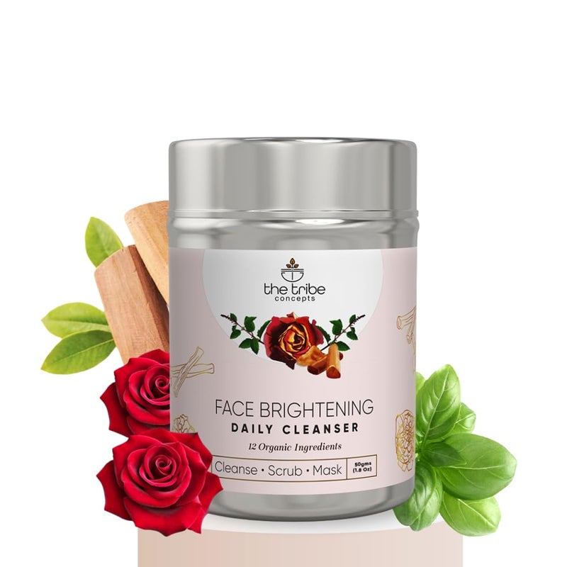 The Tribe Concepts Face Brightening Daily Cleanser 3in1 Cleanser Scrub  Mask for Instant Glow Tan  Blackhead Removal  100g