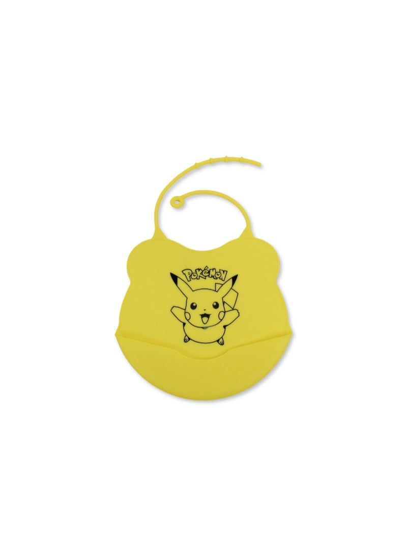 La Frutta Silicone Baby Bib – Yellow with Pokemon Print - Image 1